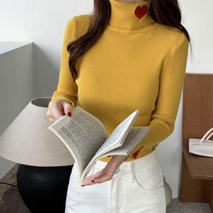 VILZSTUDIOS Charming Heart Embroidery Turtleneck Jumper from VILZSTUDIOS