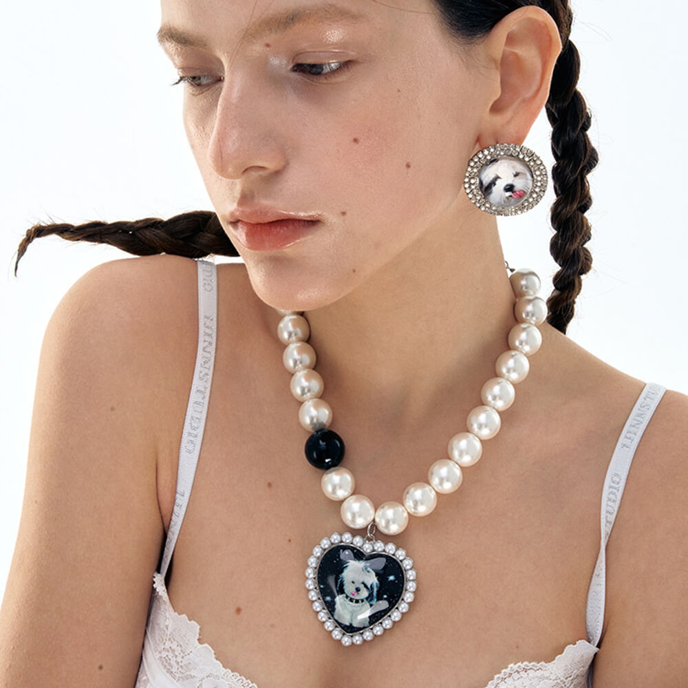 VILZSTUDIOS Charming heart pendant pearl necklace