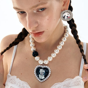 VILZSTUDIOS Charming heart pendant pearl necklace