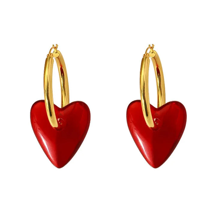 VILZSTUDIOS Heart-shaped dangle earrings in vibrant red