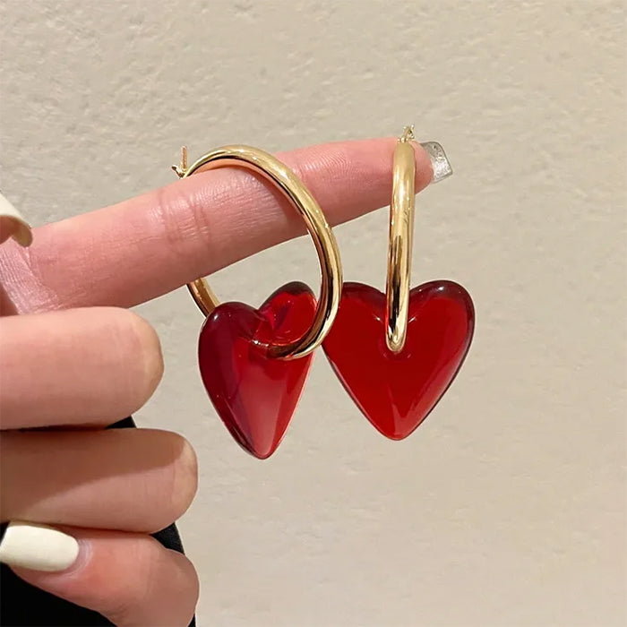 VILZSTUDIOS Heart-shaped dangle earrings in vibrant red