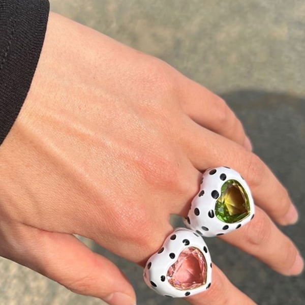 VILZSTUDIOS Charming heart polka dot ring