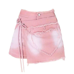 VILZSTUDIOS Charming Heart Wrap Denim Skort product image