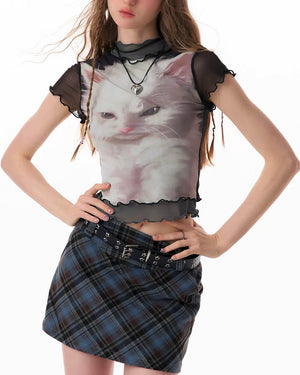 VILZSTUDIOS Y2K top featuring a charming kitten graphic design