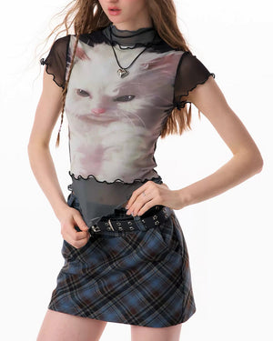 VILZSTUDIOS Y2K top featuring a charming kitten graphic design