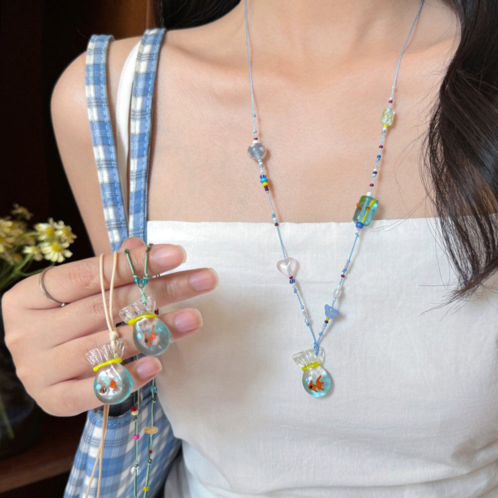 VILZSTUDIOS Koi fish pendant necklace with glass charm and beads