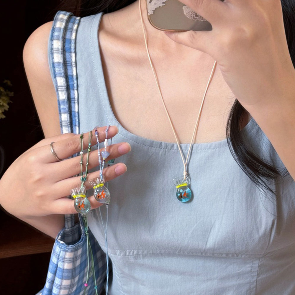 VILZSTUDIOS Koi fish pendant necklace with glass charm and beads