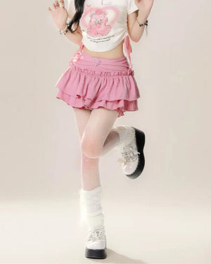 VILZSTUDIOS Layered ruffle skirt with delicate frills and cinched waist