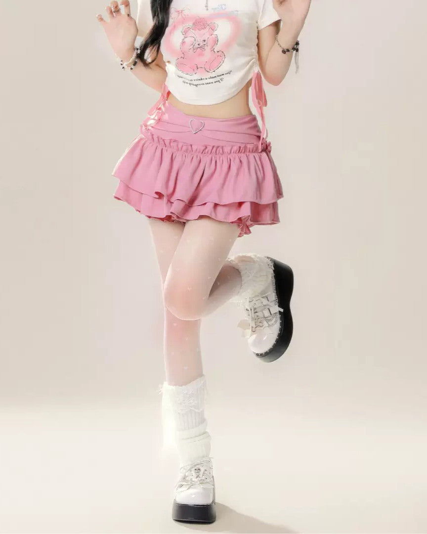 VILZSTUDIOS Layered ruffle skirt with delicate frills and cinched waist