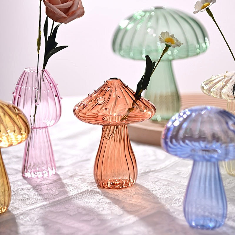 VILZSTUDIOS Nordic mushroom glass vase for home decoration