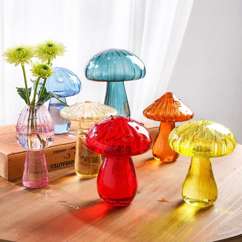 VILZSTUDIOS Nordic mushroom glass vase for home decoration