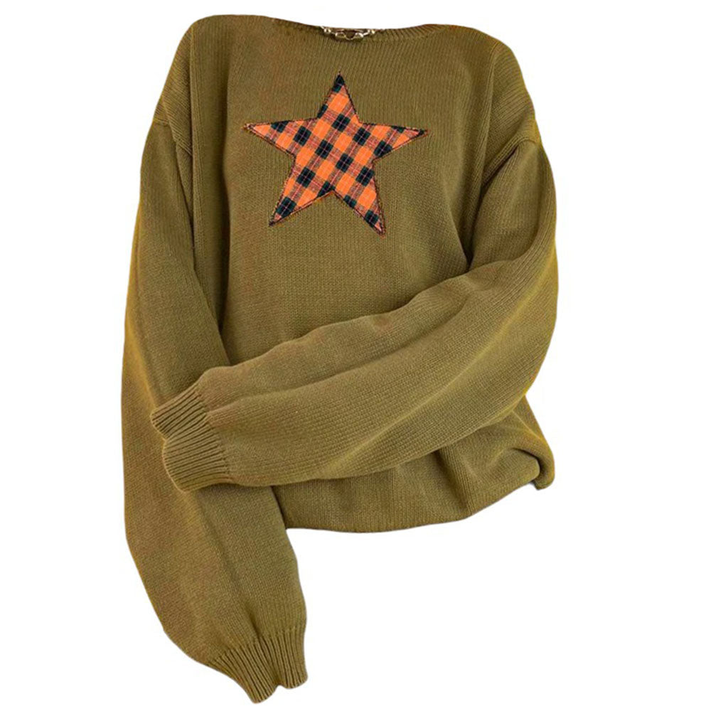 VILZSTUDIOS Knit pullover with plaid star patch