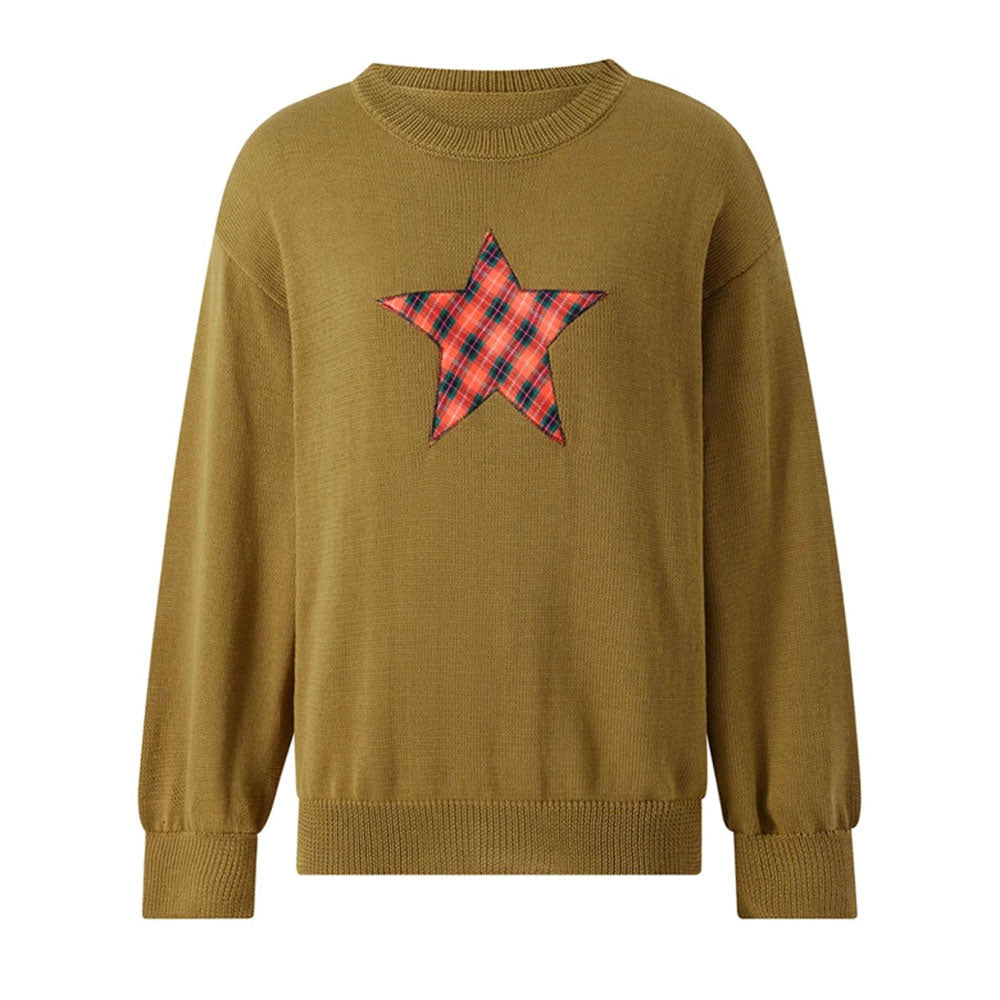 VILZSTUDIOS Knit pullover with plaid star patch