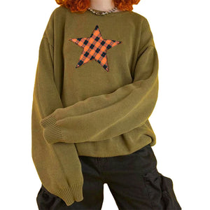 VILZSTUDIOS Knit pullover with plaid star patch
