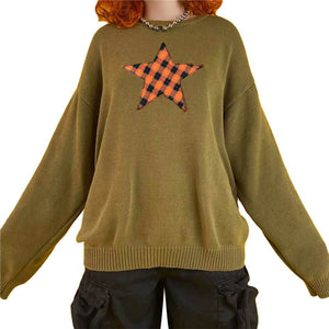 VILZSTUDIOS Knit pullover with plaid star patch