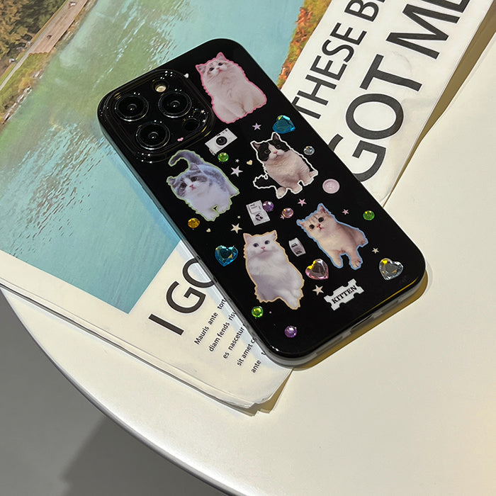 VILZSTUDIOS Stylish rhinestone cat phone case