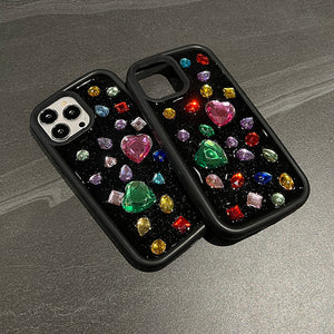 VILZSTUDIOS Rhinestone hearts iPhone case for stylish protection