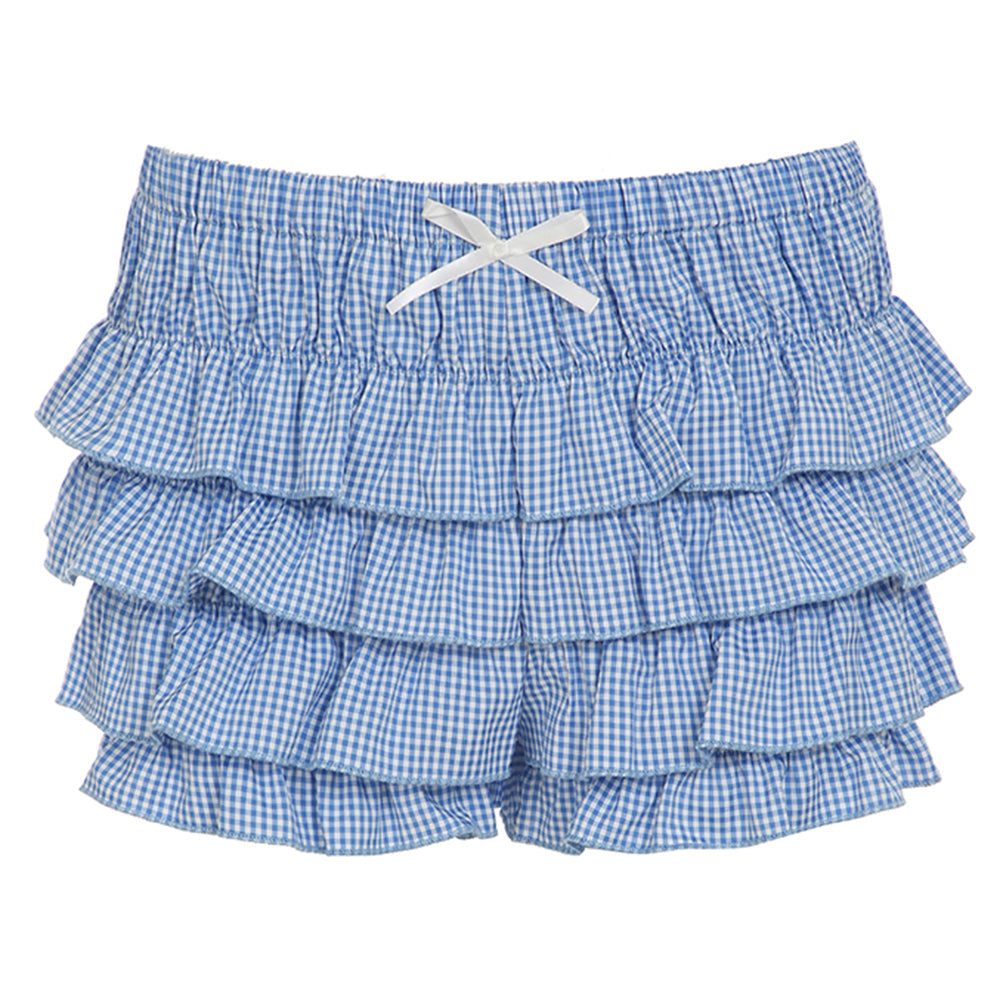 VILZSTUDIOS Layered ruffle gingham shorts for summer fashion