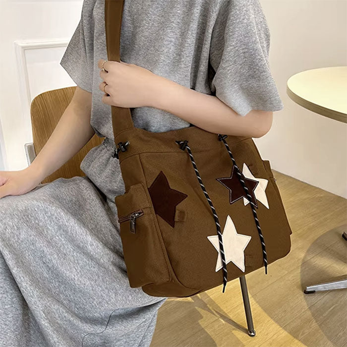 VILZSTUDIOS Stylish crossbody bag with star patches and compartments