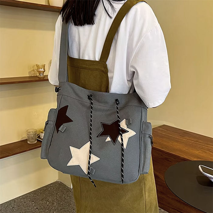 VILZSTUDIOS Stylish crossbody bag with star patches and compartments