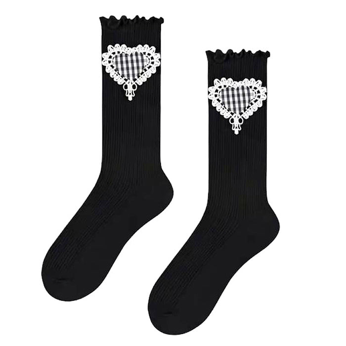 VILZSTUDIOS Checker heart patterned socks for stylish outfits