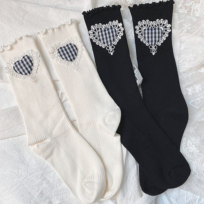 VILZSTUDIOS Checker heart patterned socks for stylish outfits