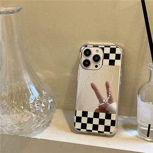 VILZSTUDIOS Checkerboard reflective iPhone case for stylish protection