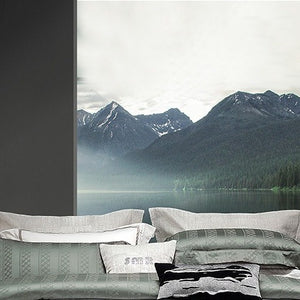 VILZSTUDIOS steel blue satin checkerboard stripe duvet cover set with wide flanged borders