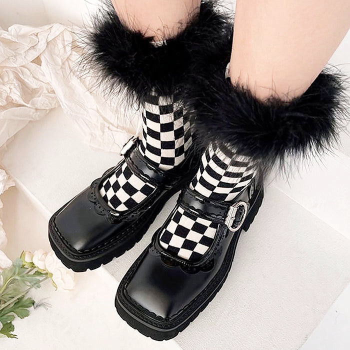 VILZSTUDIOS Stylish checkered plush socks for everyday wear