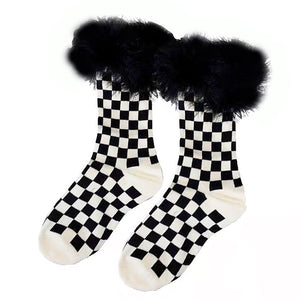 VILZSTUDIOS Stylish checkered plush socks for everyday wear