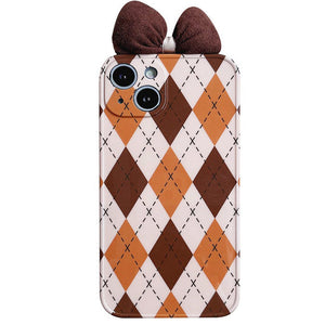 VILZSTUDIOS Stylish Argyle Bow iPhone Case for trendy protection