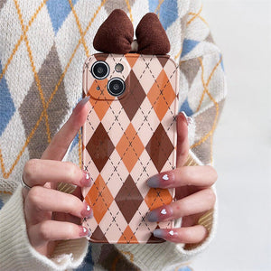VILZSTUDIOS Stylish Argyle Bow iPhone Case for trendy protection
