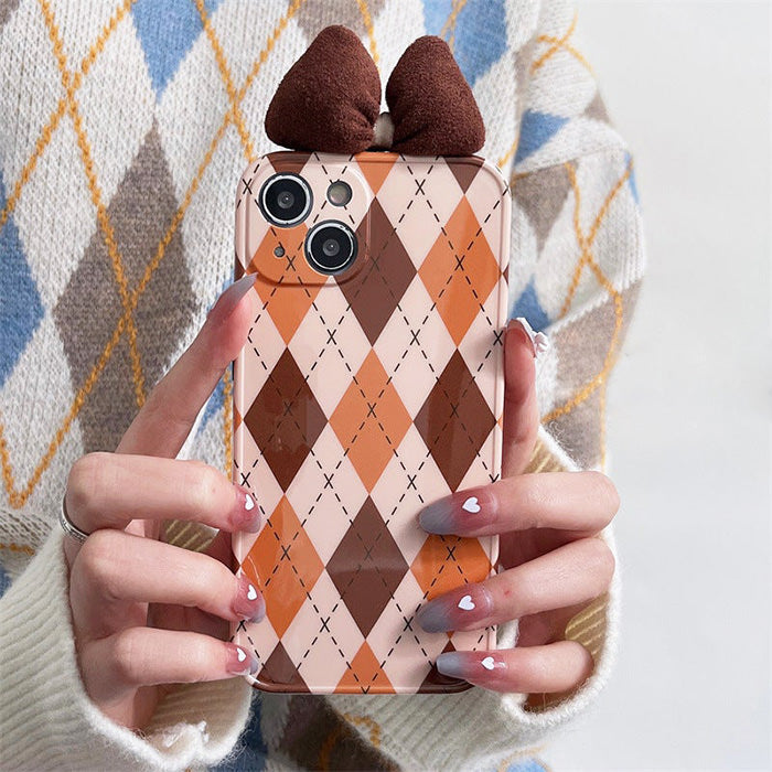 VILZSTUDIOS Stylish Argyle Bow iPhone Case for trendy protection