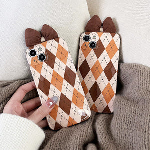 VILZSTUDIOS Stylish Argyle Bow iPhone Case for trendy protection