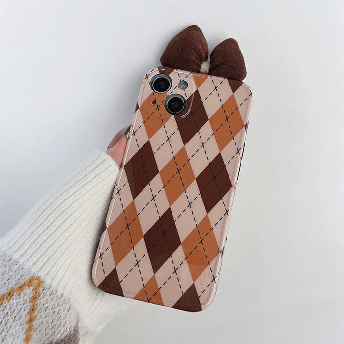 VILZSTUDIOS Stylish Argyle Bow iPhone Case for trendy protection