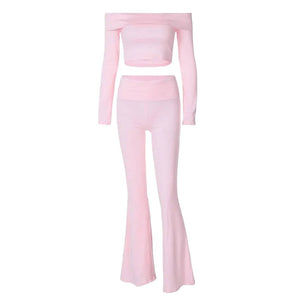 VILZSTUDIOS Chic co-ord set featuring a Bardot top and flare pants