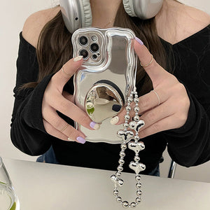 VILZSTUDIOS Trendy phone case with silver bead chain design
