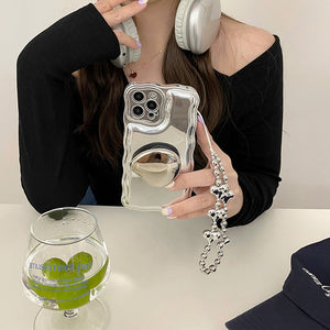 VILZSTUDIOS Trendy phone case with silver bead chain design