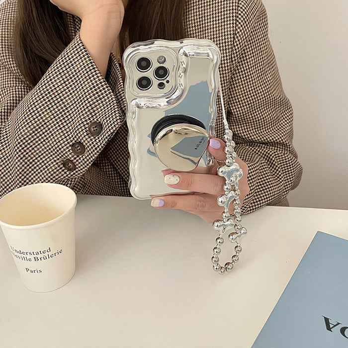 VILZSTUDIOS Trendy phone case with silver bead chain design