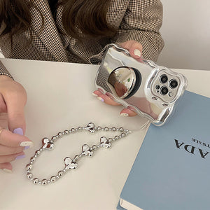 VILZSTUDIOS Trendy phone case with silver bead chain design