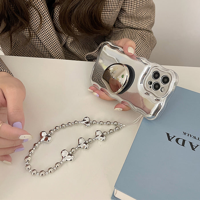 VILZSTUDIOS Trendy phone case with silver bead chain design