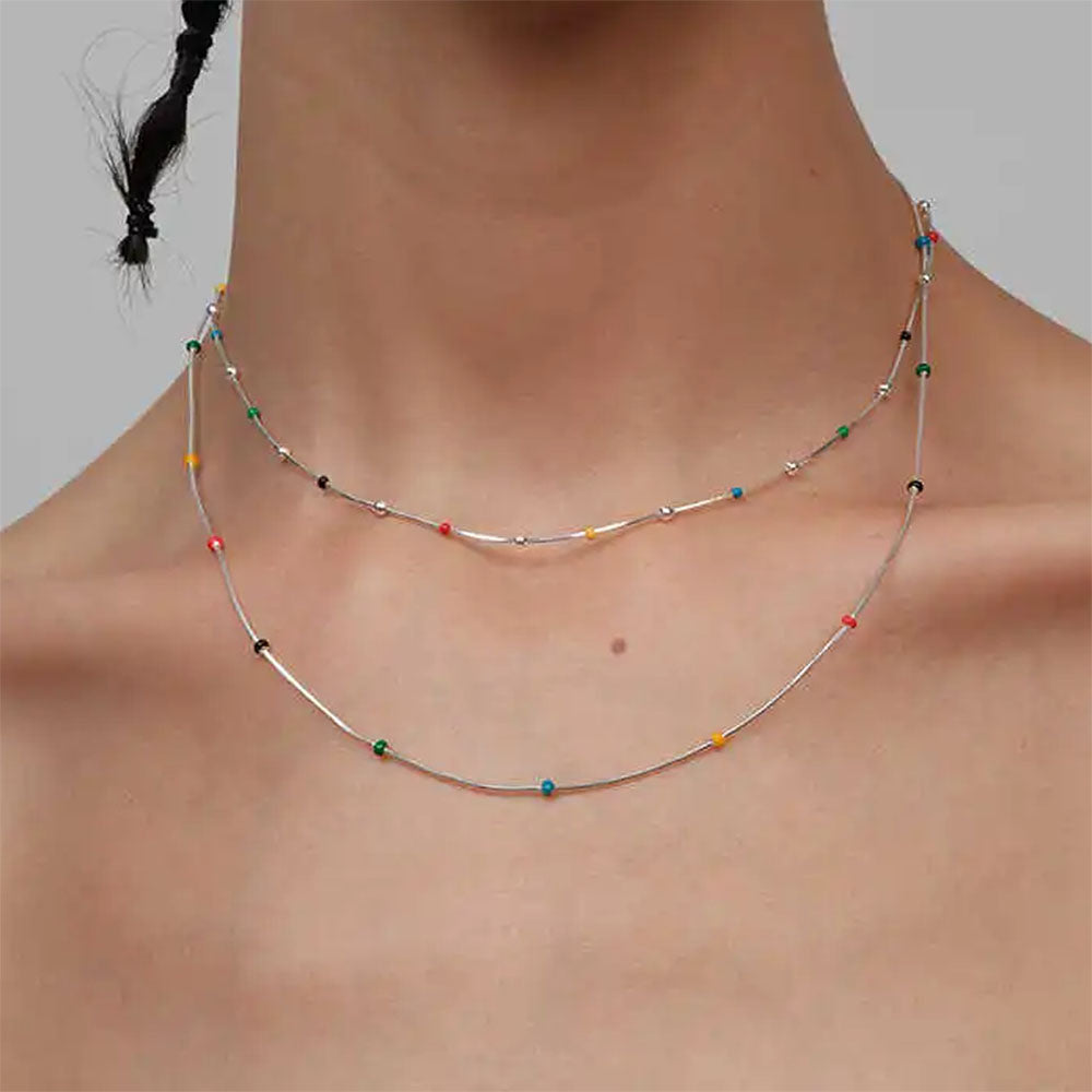 VILZSTUDIOS Chic beaded chain necklace with colorful accents