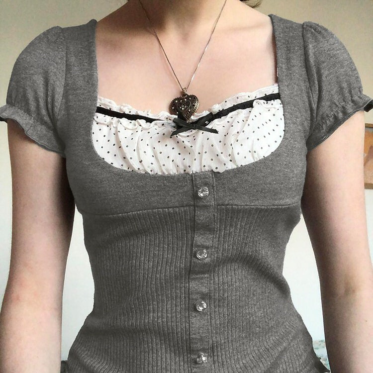 VILZSTUDIOS Chic Bow Accent Ribbed Top from VILZSTUDIOS