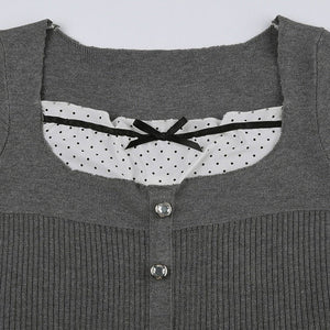 VILZSTUDIOS Chic Bow Accent Ribbed Top from VILZSTUDIOS