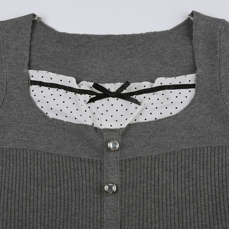 VILZSTUDIOS Chic Bow Accent Ribbed Top from VILZSTUDIOS