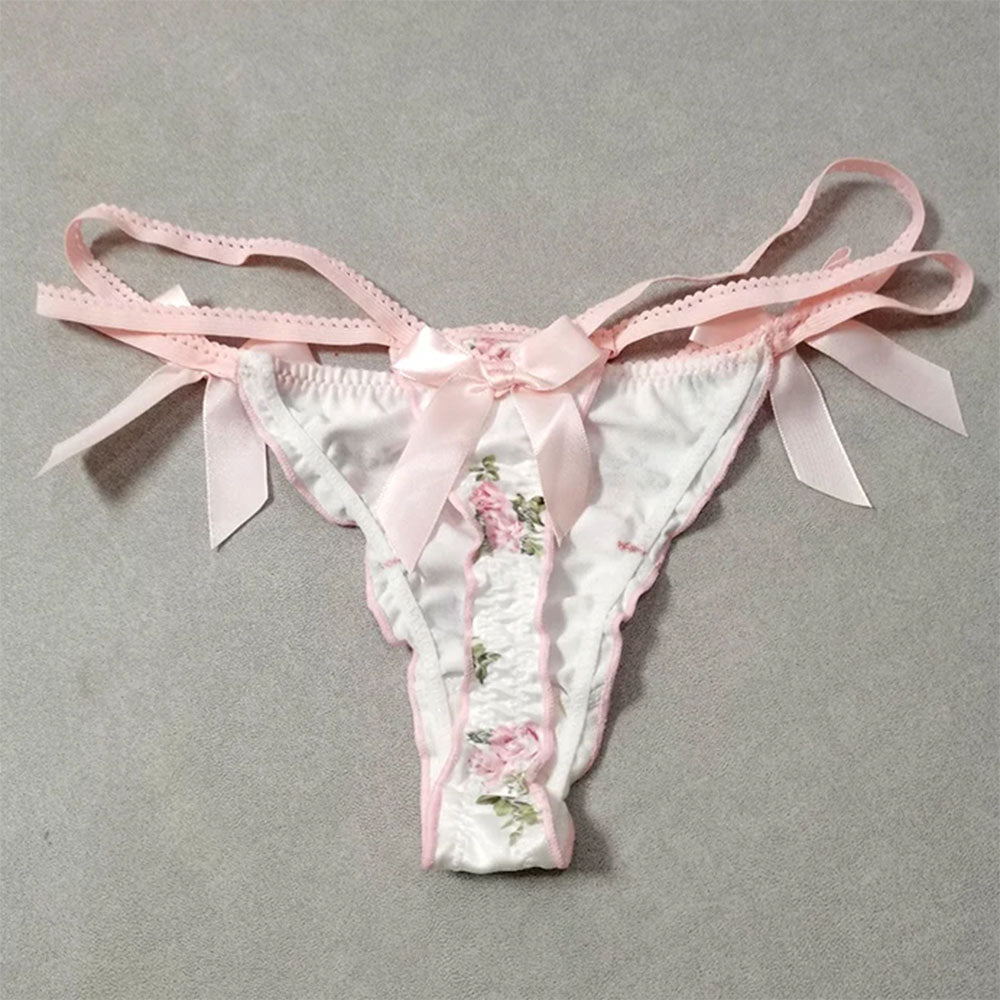 VILZSTUDIOS Floral lace panty with bow and side ties