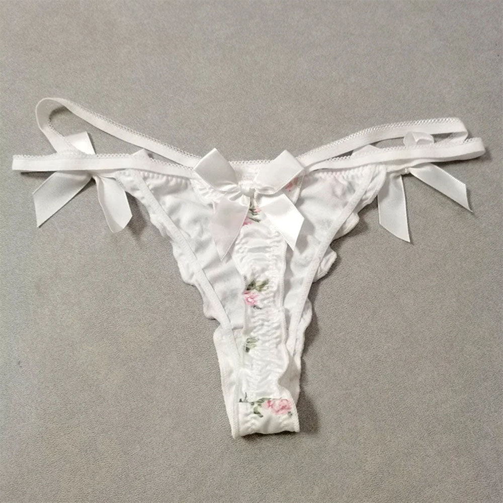 VILZSTUDIOS Floral lace panty with bow and side ties