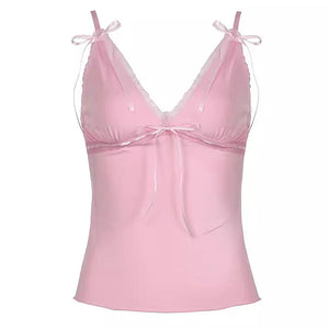 VILZSTUDIOS Chic Bow Lace Coquette Top by VILZSTUDIOS