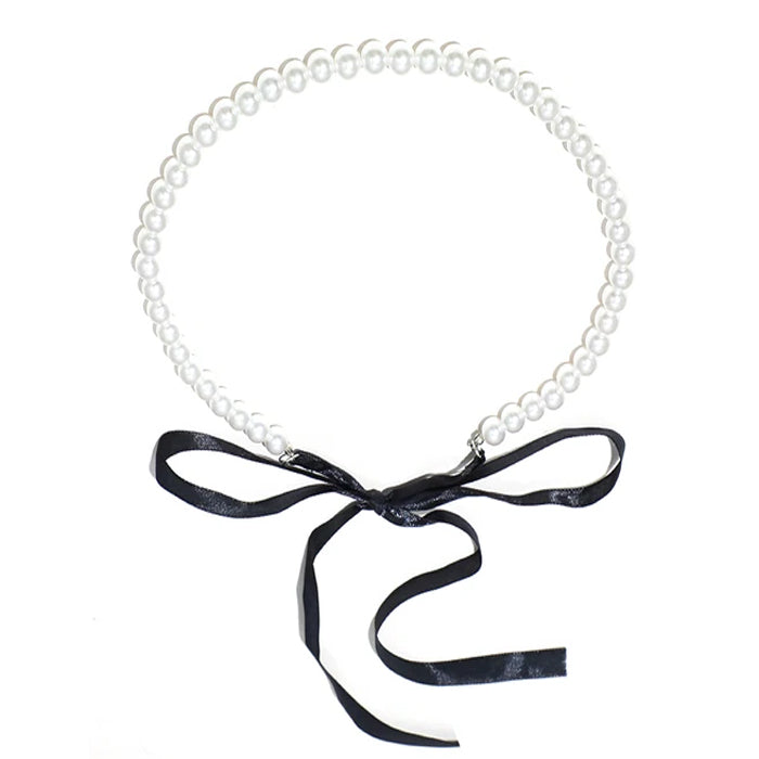 VILZSTUDIOS Stylish pearl necklace with bow design
