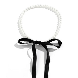 VILZSTUDIOS Stylish pearl necklace with bow design